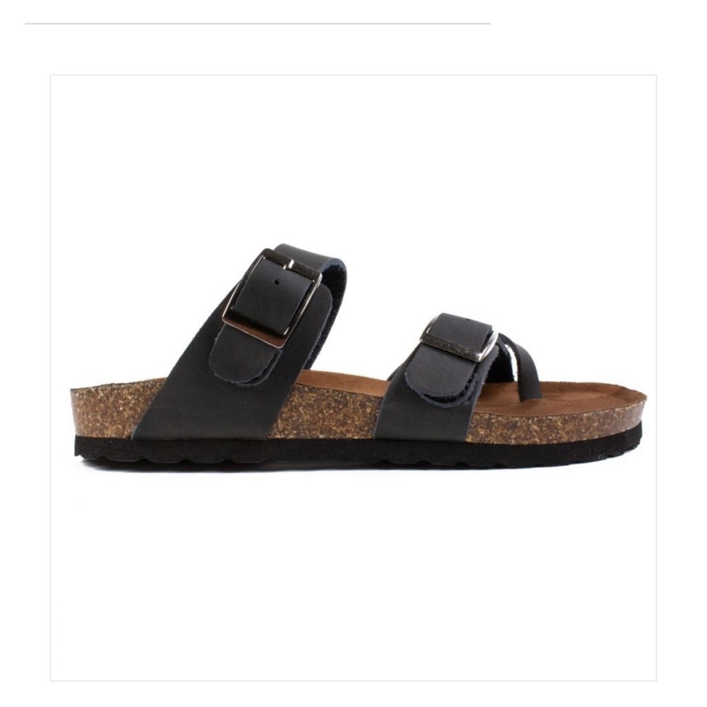 002 White Mountain GRACIE Footbeds Black Leather Sandals. Size 11M - Picture 2 of 7